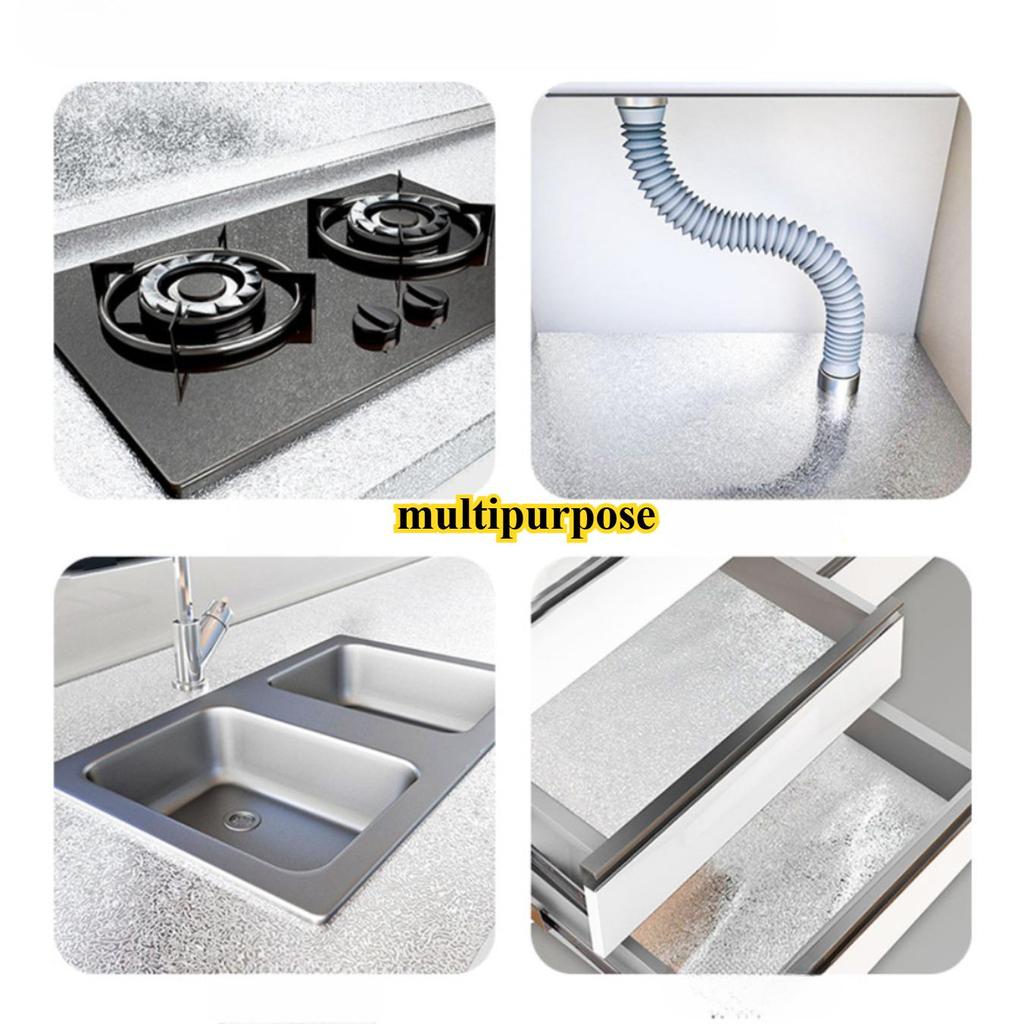 Aluminiumfolie Papier Küche Ölbeständige Folie Herd Wasserdicht Feuchtigkeitsbeständig Selbstklebende Tapete Arbeitsplatte Schrank Renovierung Fliesenaufkleber