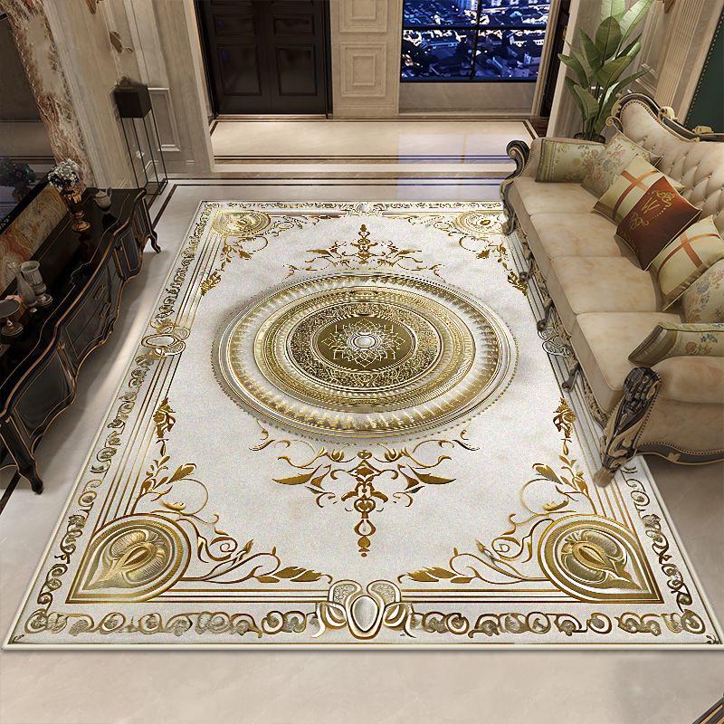 Golden Luxury Decoration Carpet Living Room European Style Large Area Rugs Sofa Area Coffee Tables Bedroom Non-slip Floor Mat