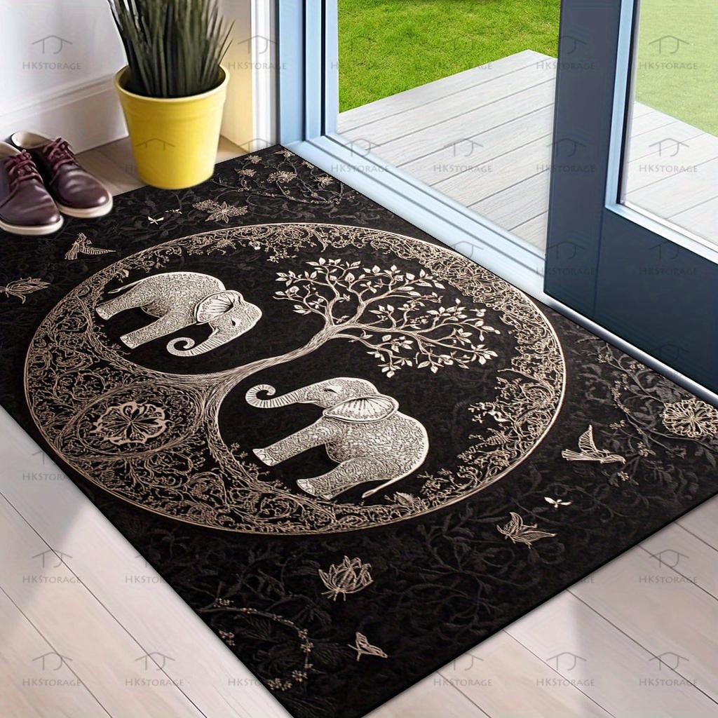 VIKAMA Sacred Elephant Carpet A Majestic Floor Mat Doormat Good Luck Welcome Mat Rug For Bedroom Carpet For Live Room Home Decor