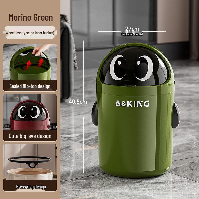 2026 High-End Large Capacity Trash Can with Wheels & Flip Lid for Living Room/Bedroom