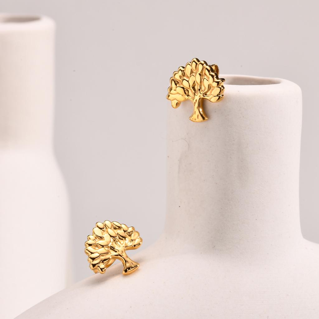 Stainless Steel Tree of Life Stud Earrings for Women Mini Gold Color Minimalist Earring Fashion Jewelry Gift 2026 Trend