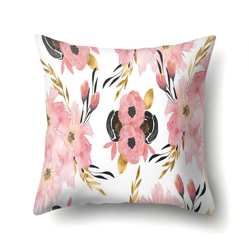Polyester Pillowcase Plant Decoration Home Printed Pillow Car Waist Cushion Sofa Bed Head Cushion Cover