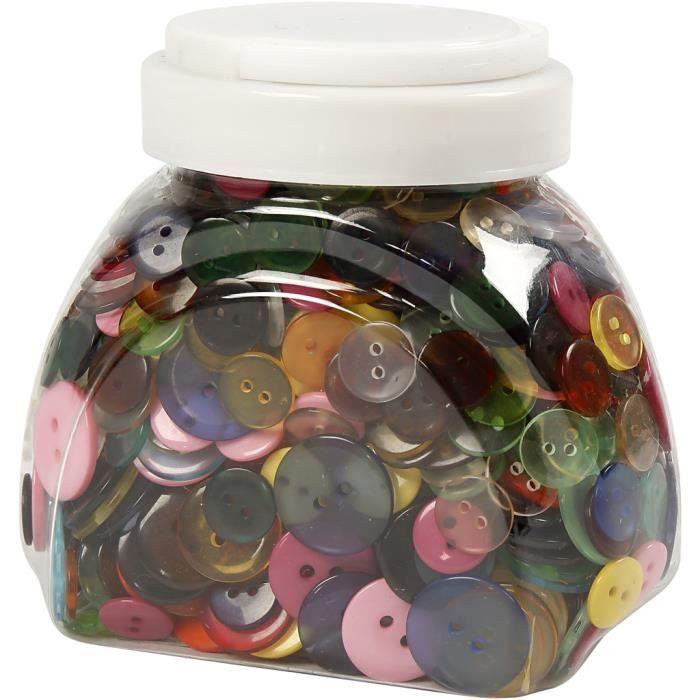 Mix of Round Flat Buttons with 2 Holes In Different Opaque and Transparent Colors. Ref 40381