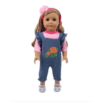 18" American Girl Poppenkleding: Gedrukt Jumpsuit 2-delige Set met Hoofdband Accessoires