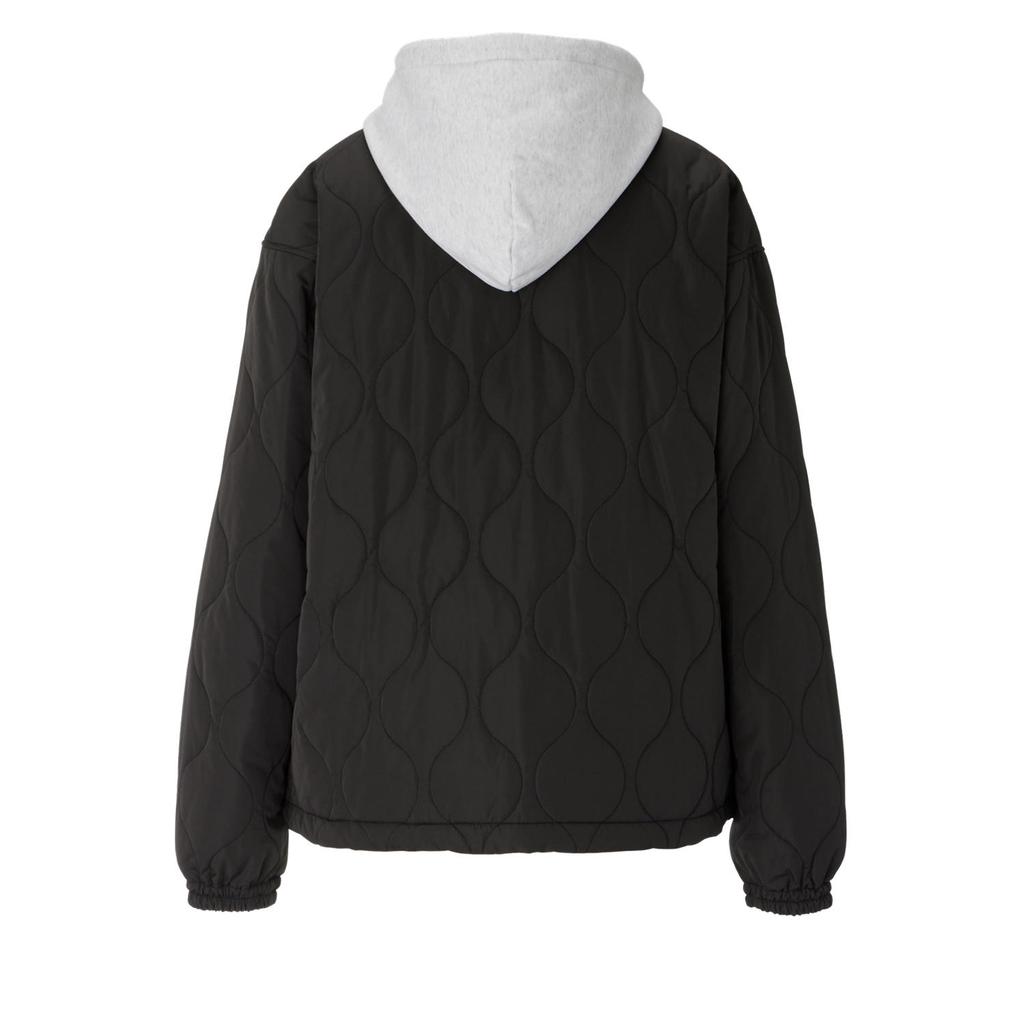 Onitsuka Tiger Quilted Hooded Single-Breasted Versatile Long Sleeve Jacket Unisex Jacket Black 2183B416-001