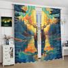 Moose Portrait - Printed Curtain, Polyester Semi-transparent 2pcs Curtain - for Living Room Decor, Home Decor (excluding Poles)