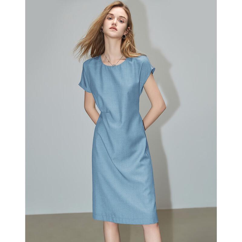 Demana Elegant Asymmetric Pleated Commuter Midi Dress M