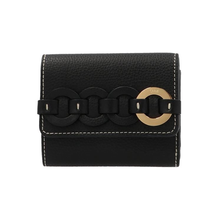 

Новые сумки Chloe Chloé Кошелек из зернистой яркой телячьей кожи Женский Черный CHC21-UP117E04-001 11.2*4.6*8.9CM