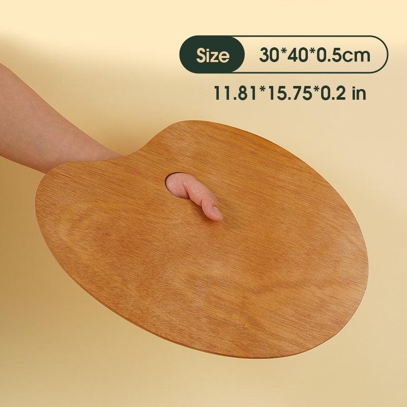 1 Pcs Wooden Palette,Oval And Square Solid Wood Panels,Suitable For Oil Painting,Gouache,Acrylic And Other Pigments