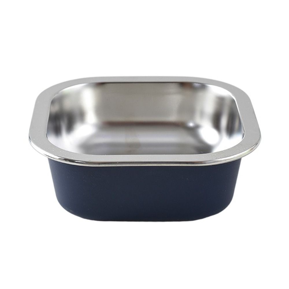

Rubber Bottom Stainless Steel Feeder Anti-overturning Dog Food Basin Sturdy Pet Bowl Cats L темно-синього кольору