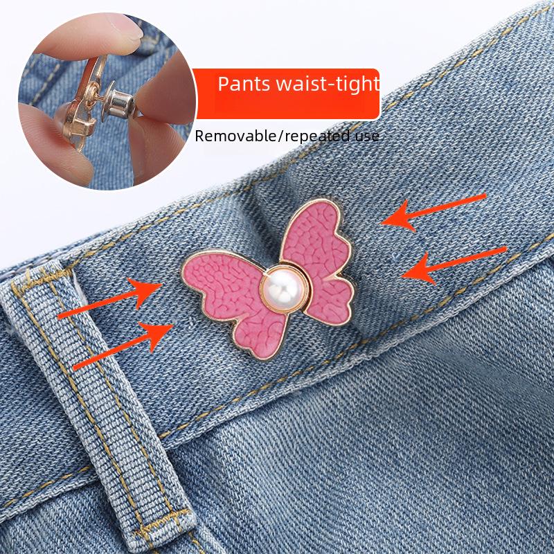 Butterfly Adjustable Waist Buckle Button for Jeans - Seamless, Nail-Free, Detachable