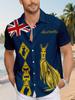 Herren Hawaiihemd mit australischen Elementen Reisepasshülle Design mit Känguru und Koala Aufdruck, Lässiges Button-Up Kurzarm Oberteil