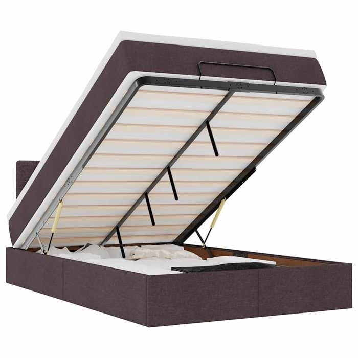 VidaXL Ottoman Bed with Mattress Dark Brown 120x200 Cm Fabric 3311535