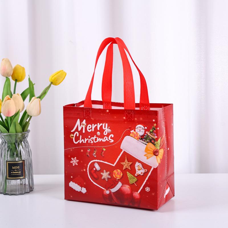 Custom Red Non-Woven Christmas Gift Bag with Logo Printing