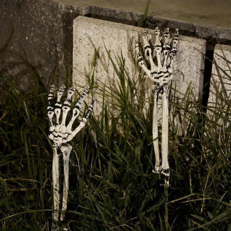 1/6pcs Skeleton Bone Garden Ground Stakes Skull Head & Hand for Halloween Home Yard Ground Insert Holiday Party Decor Ghost Hand