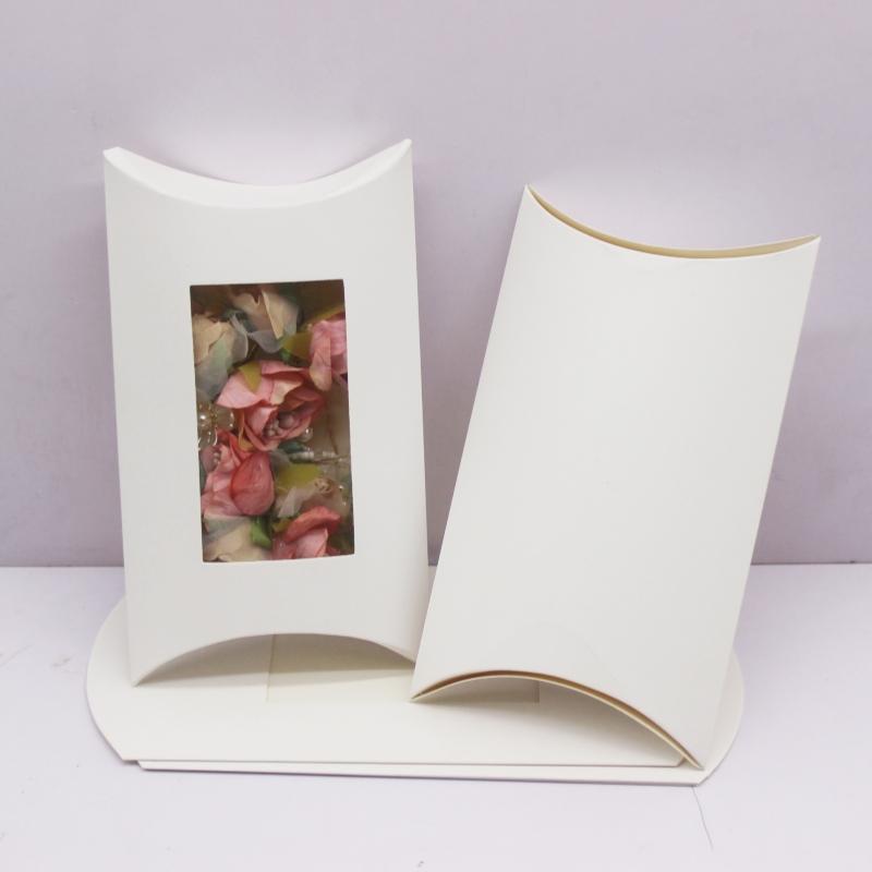 Nowe duże pudełko na poduszkę 17,5x11x3,7 cm do samodzielnego wykonania, ręcznie robione, z okienkiem, z marmurkowym nadrukiem, pudełko na prezent, pudełko na biżuterię w stylu białych kwiatów