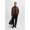 BOSS Regular Fit Soft Suede Jacket Zip Front Dark Brown 50528014204 