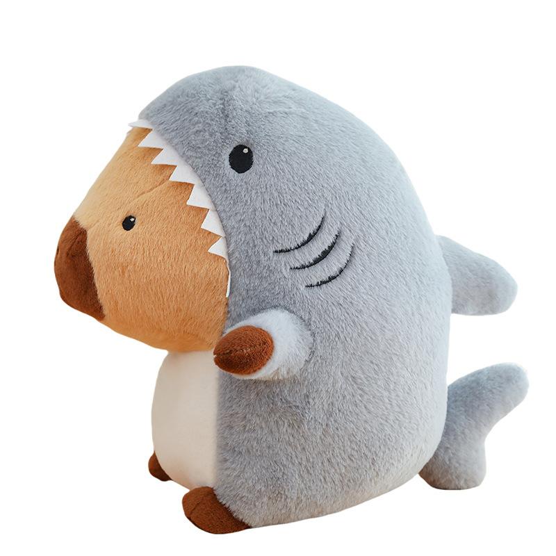 New Shark Transformed Capybar Plush Toy Children's Sleeping Pillow Claw Machine Redeems Gifts for Ring