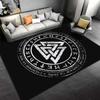 Viking Valknut Symbol Carpet with Runes, Black Nordic Decor Rug Suitable for use as an anti-slip for living room bedroom sofas