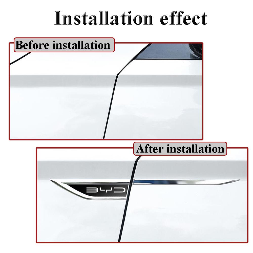 2PCS Auto Door Fender Side Blade Badge Car Body Sticker For BYD Tang F3 E6 Atto 3 Yuan Plus Song Max F0 G3 I3 Ea1 Dmi 2din G6