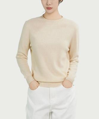 Keulleiseu 100% Wool Basic Knit Sweater_Beige