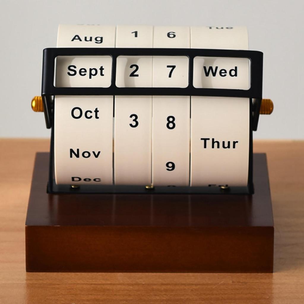 Large Rotating Perpetual Calendar Desktop Stand Countdown Timer Office Planner Table Decor