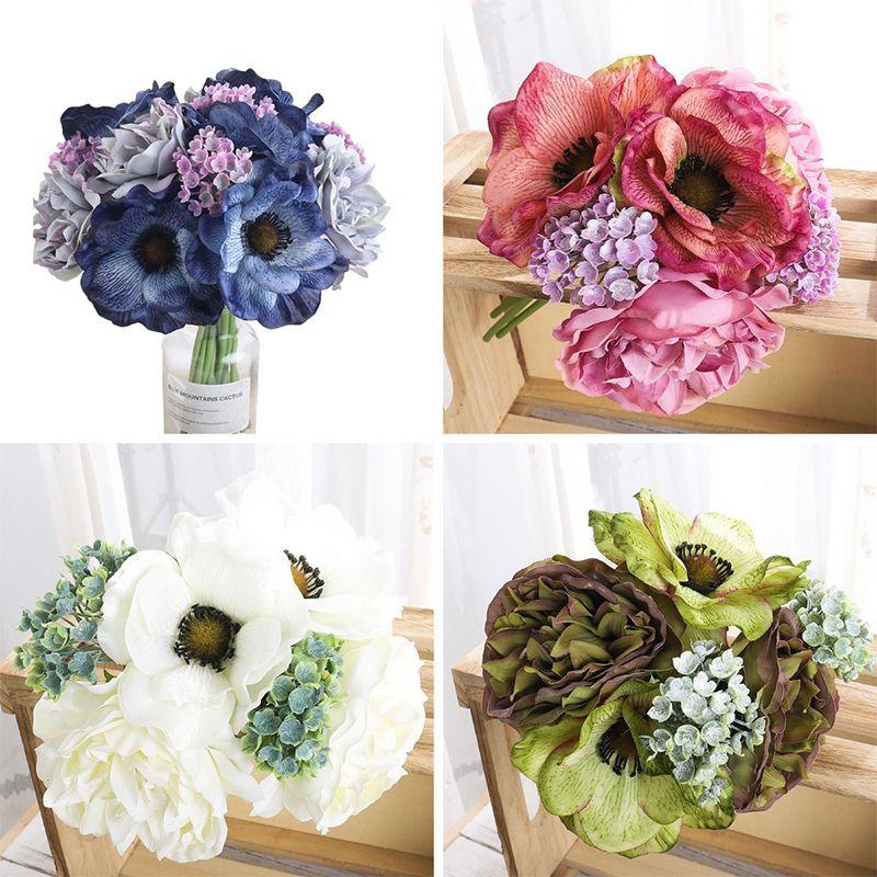 Peony Poppy Bouquet Gypsophila Simulation Flower Home Decor Photography Prop