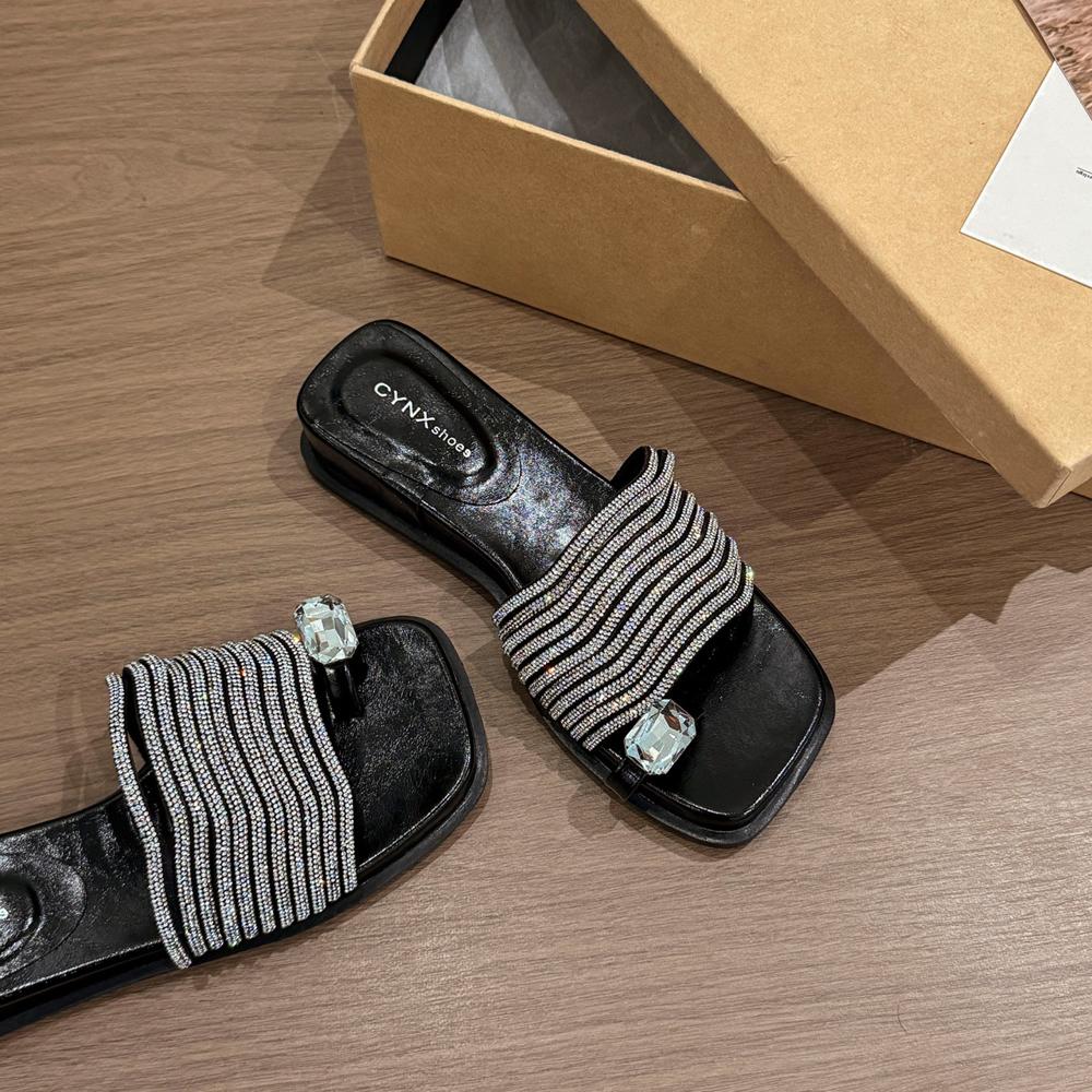 Slippers Women Summer Slides Fashion Shoes Rubber Flip Flops Heeled Mules Pantofle Luxury Soft Hawaiian High Glitter 2025