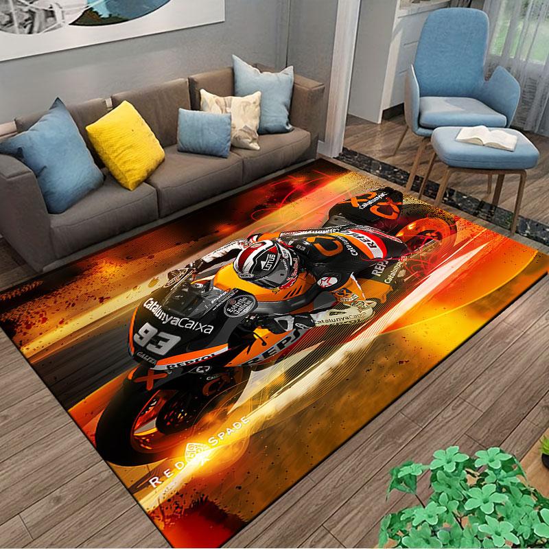 Motorcycle Racer Art Carpet suitable as a non-slip mat for the living room or bedroom sofa