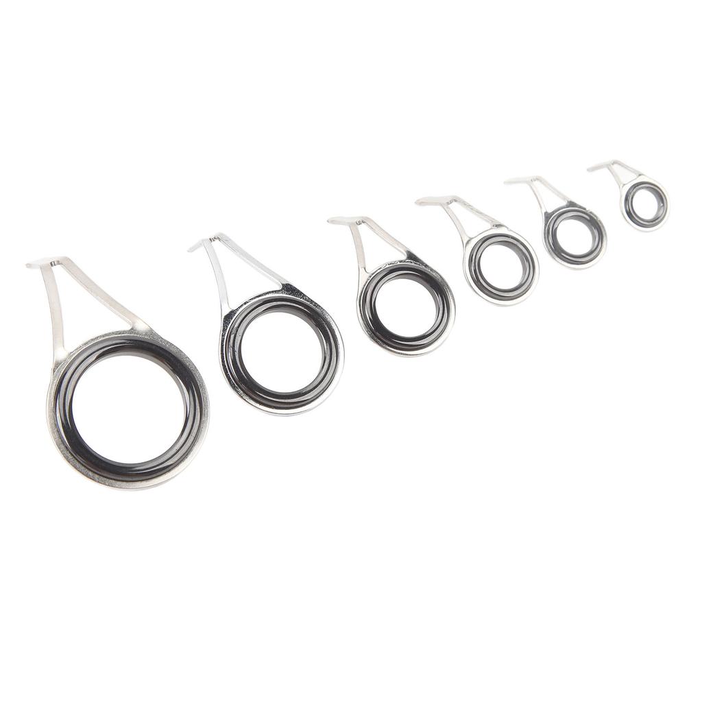 6PCS Rod Guide Rings Tip Repair Kit Stainless Steel Ceramic Various Size Fishing Accessory for DIY Rod Fishing Pole