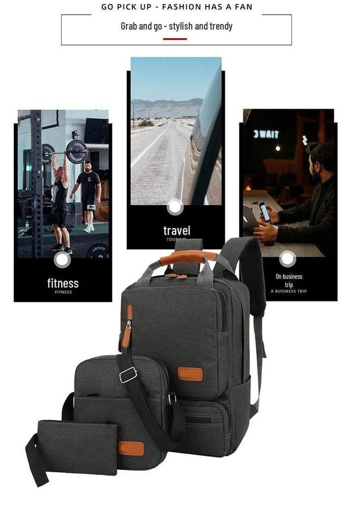 2025 Unisex Fashion Backpack: Student School Bag & Travel Laptop Three-Piece Set
