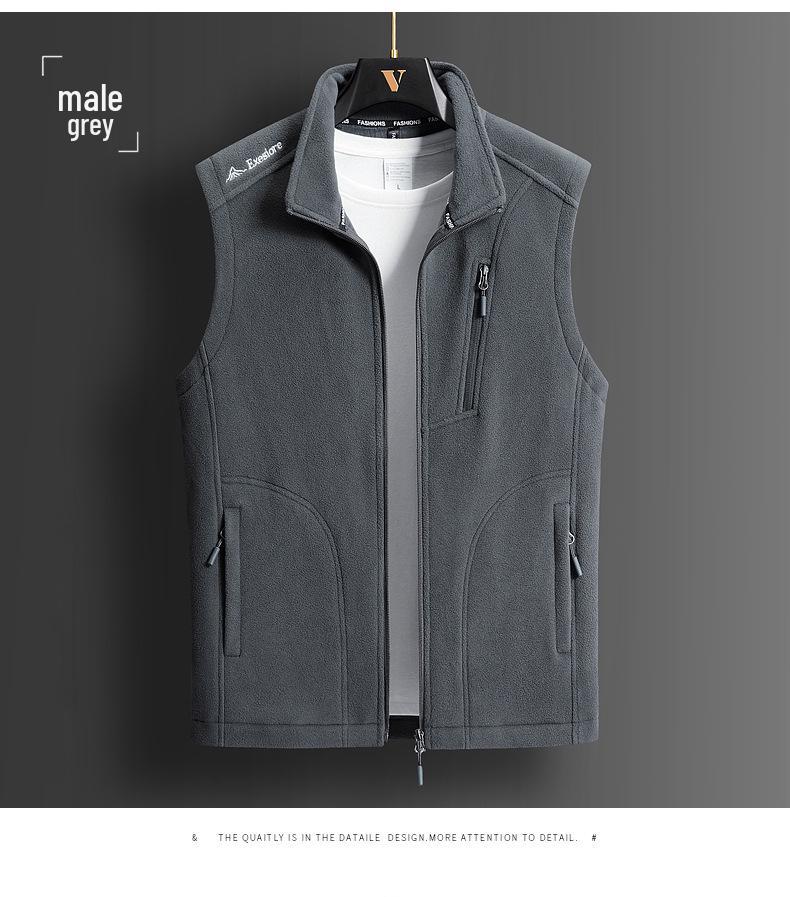 

Унисекс Зимный Флисовый Жилет Большого Размера - Теплая Безрукавка для Занятий Спортом на Открытом Воздухе с Воротником-стойкой 5XL