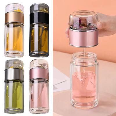 Sticlă Infuzor Ceai 420ml Etanșă Infuzor Ceai Izolație Dublu Strat Portabil Preparator Ceai pentru Frunze Vrac Și Infuzie Fructe