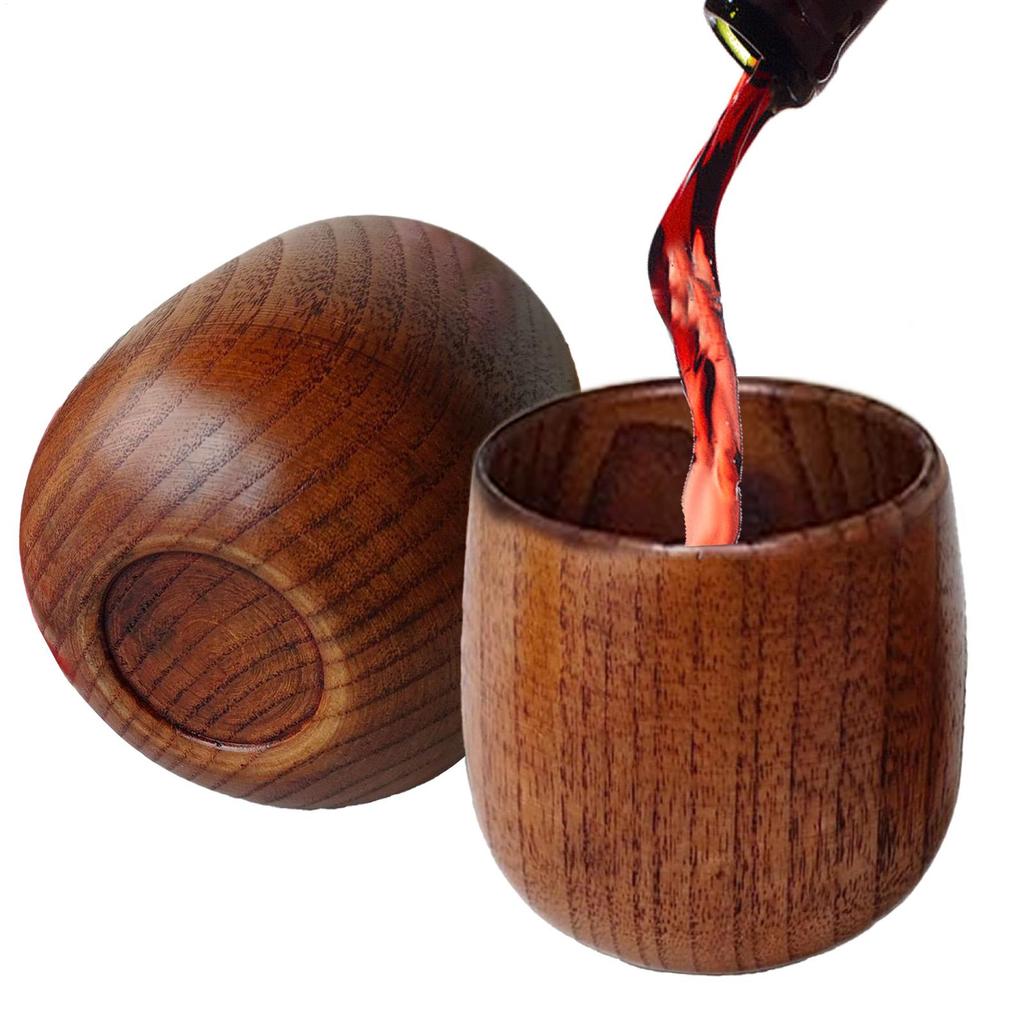 180ml Wooden Whiskey Tumbler 2 Pcs Wooden Bourbon Drinking Glass Creative Vintage Wooden Bourbon Glasses Set Men Dad Presents