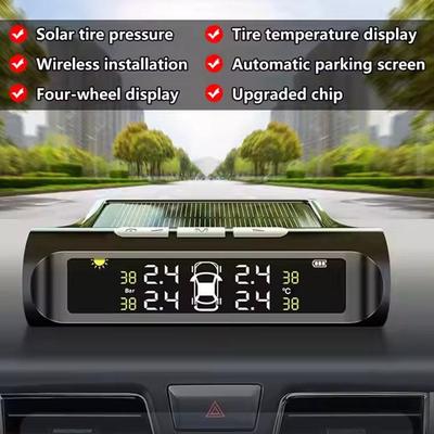 TPMS Tyre Pressure Monitoring System Solar Powered LCD Display With 4 Internal External Sensor Waterproof Temperature Warning