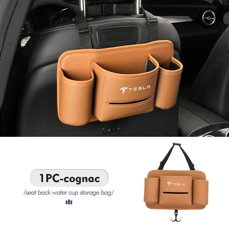 Car Sticker 2025 Hot For Tesla Car Seat Middle Armrest Leather Hanging Organize Storage Bag Model 3 Y S X Roadster