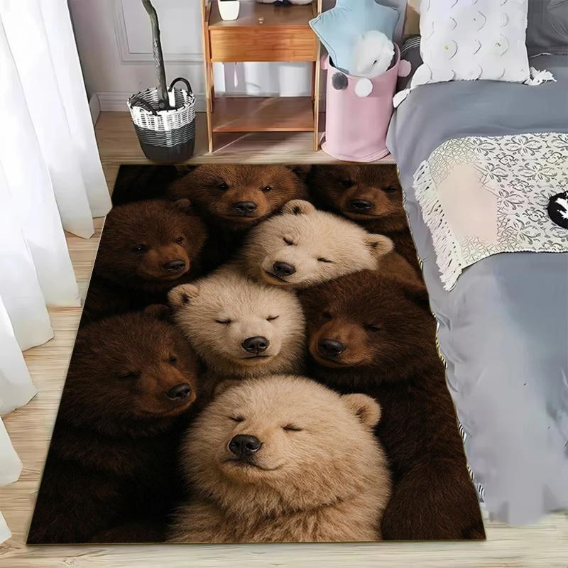Cute Cartoon Bear Area Rug Non Slip Bathroom Doormat Washable Kids Room Playroom Girls Bedroom Carpet Entryway Floormat Nordic