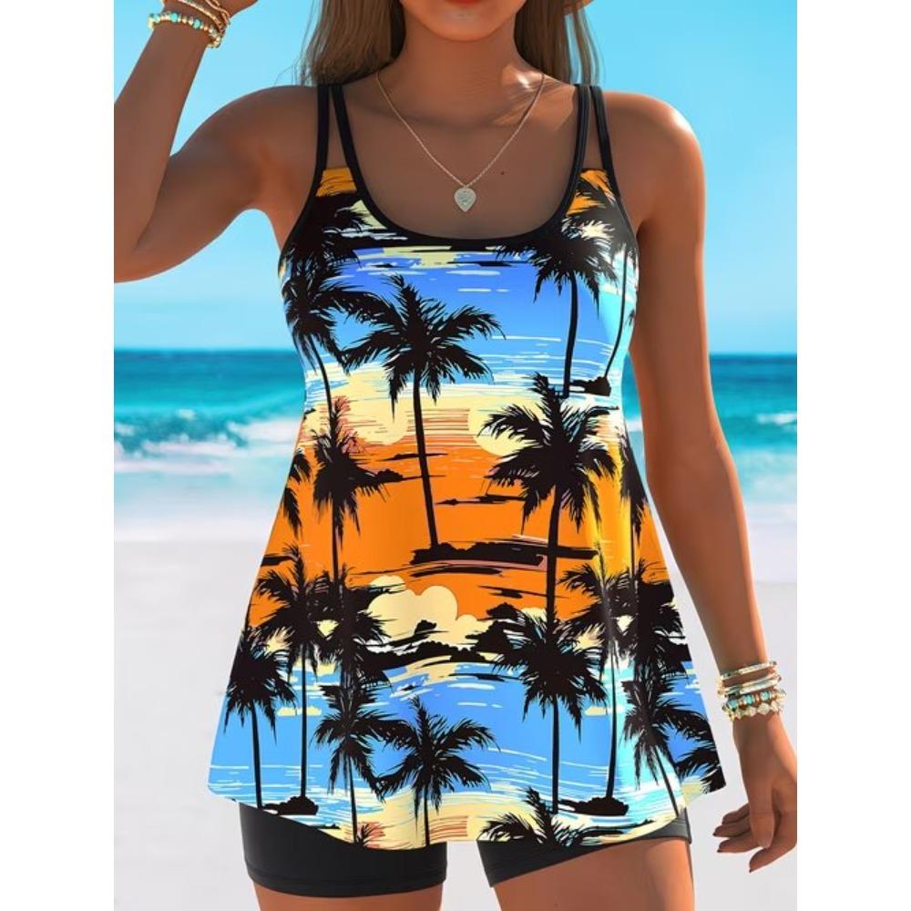 Damen Tankini Badeanzug 2-teilig Seestern-Print Urlaubs Badesachen