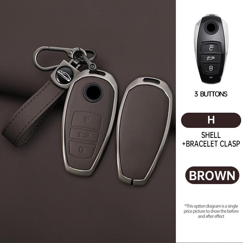 

Styling Mouldings Zinc Alloy Leather Car Key Cover Fob Case Holder For VW Volkswagen Touareg 2011 2012 2013 2014 2015 2016 2017