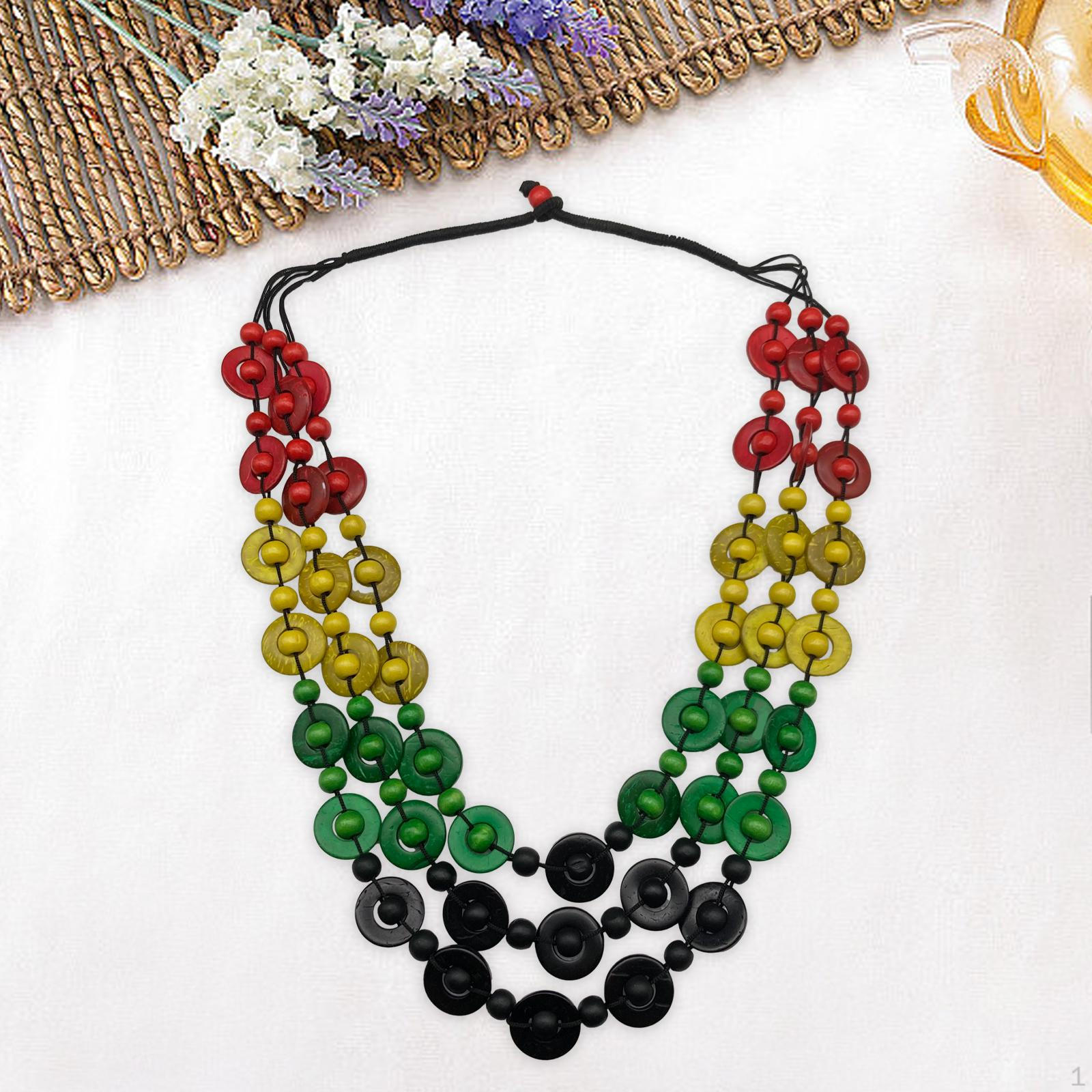 

Bohemian Necklace Jewelry Costume Wood Bead for Women Lady Birthday 3 colors