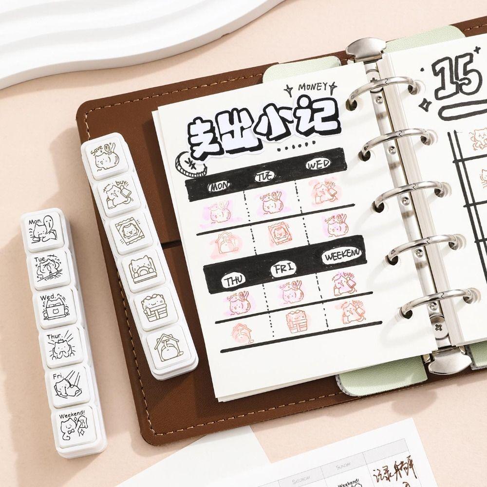 Daily Life Good Mood Series Cat Pattern Stamp Mini Decorative Stamp  Journaling Planner