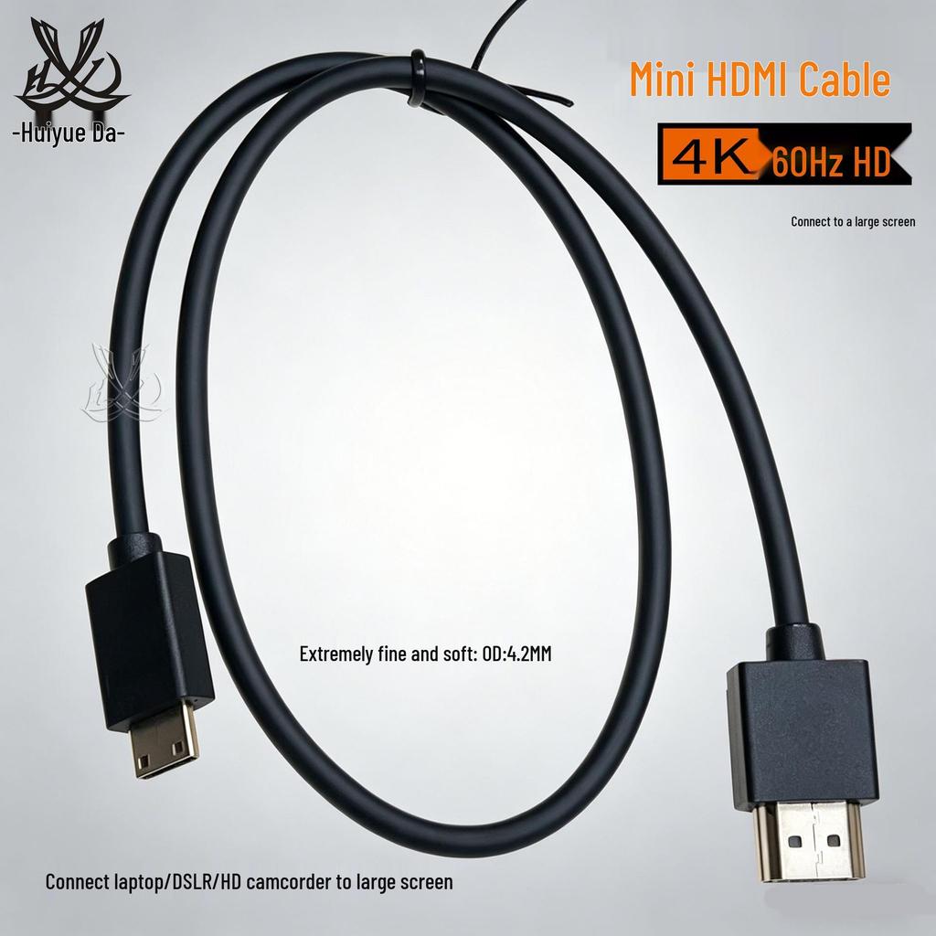 4K Mini HDMI To HDMI Thin Soft Cable, Pure Copper, HDMI 2.0 for DSLR Camera To Monitor Connection