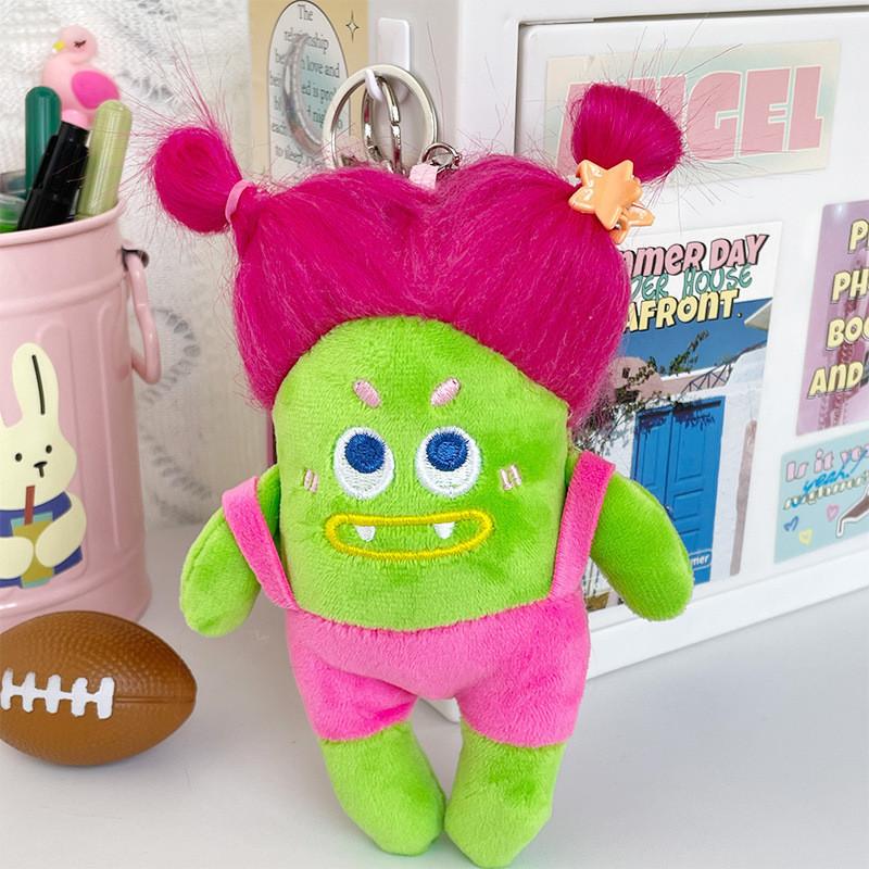 Adorable Fluffy Plush Keychain Doll Cute Cartoon Character For Girls And Students