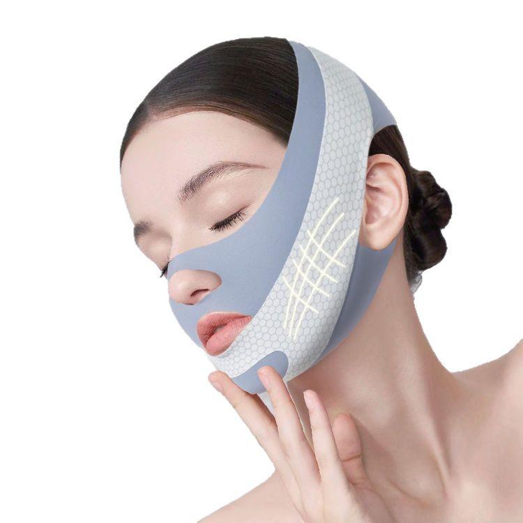 Liten V-ansiktsmask: Lyftande, Uppstramande, Hudvänlig, Andningsbar, Lätt Ansiktsbandage för Dubbelhaka.