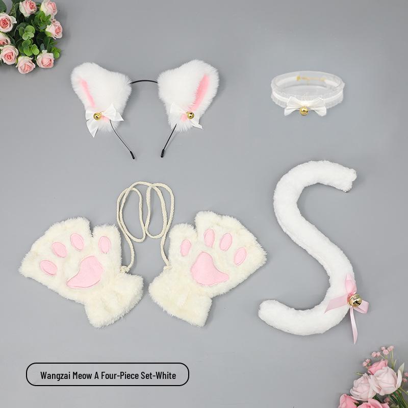 Cute Kitten Cosplay Set: Cat Ears Headband, Paw Gloves & Tail Accessory