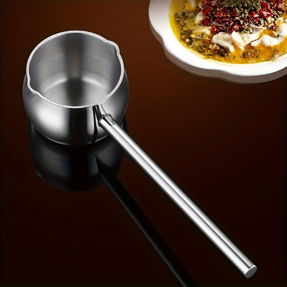 Durable Stainless Steel Mini Pot with Long Handle - Ideal for Heating and Pouring Oil/Milk,Perfect for Home and Outdoor Cooking,Versatile Kitchen Tool