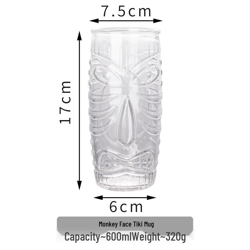 Creative Tiki Ghost Face Cocktail Glass, Juice Cup, Smoothie Cup, Zombie Idol Design