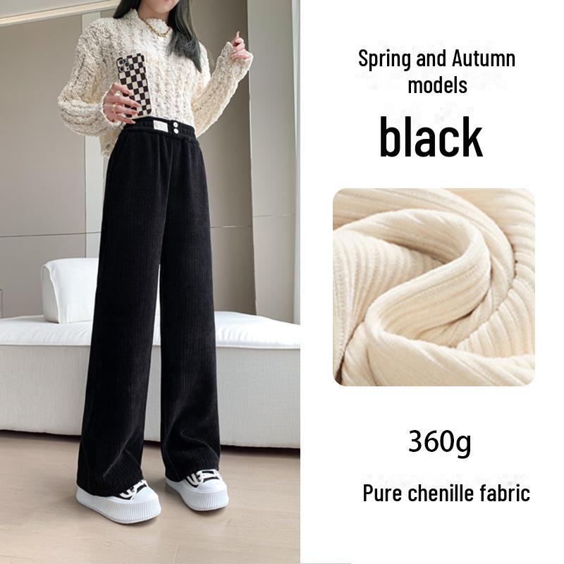 

«Женские белые широкие брюки из шенилла для осени и зимы, отделка из высококачественного бархата с плотной комфортной тканью» XL 121-130 jin