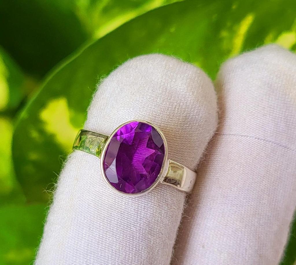Natural  Amethyst Gemstone 925 Sterling Silver Ring Size 6.5 US, A110 Gift Ring