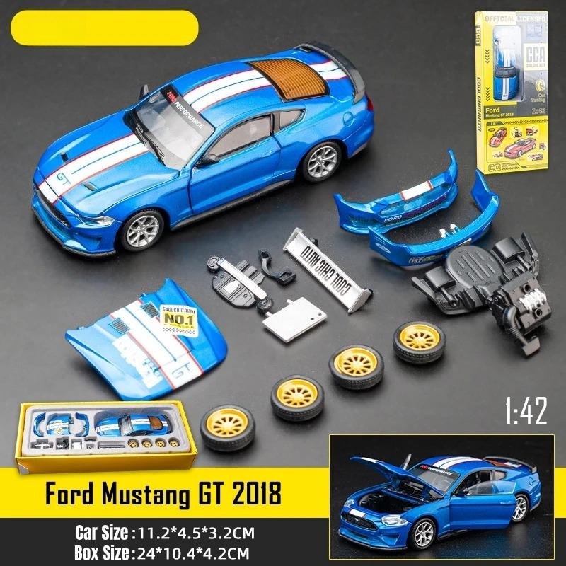 1/42 Ford Mustang GT Racing Toy Car CCA Assembly Model Kit Diecast Alloy Miniature Free Wheels Collection Gift for Boys Children